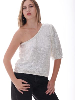 Lumière Glow Top – White Sequins