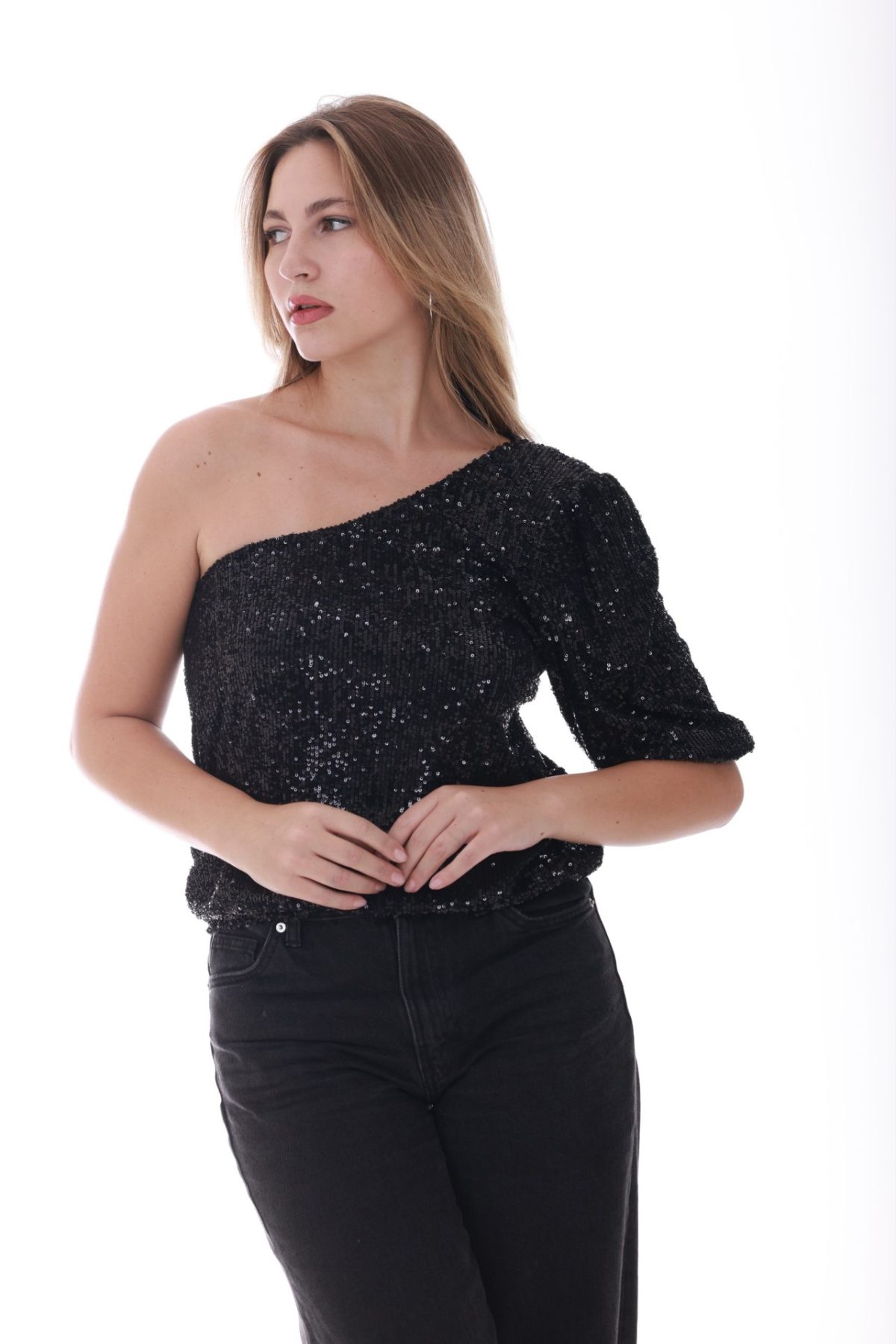 Noir Glow Top – Black Sequins - Image 2