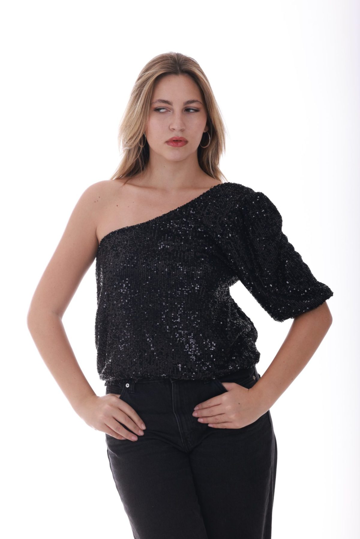 Noir Glow Top – Black Sequins - Image 3