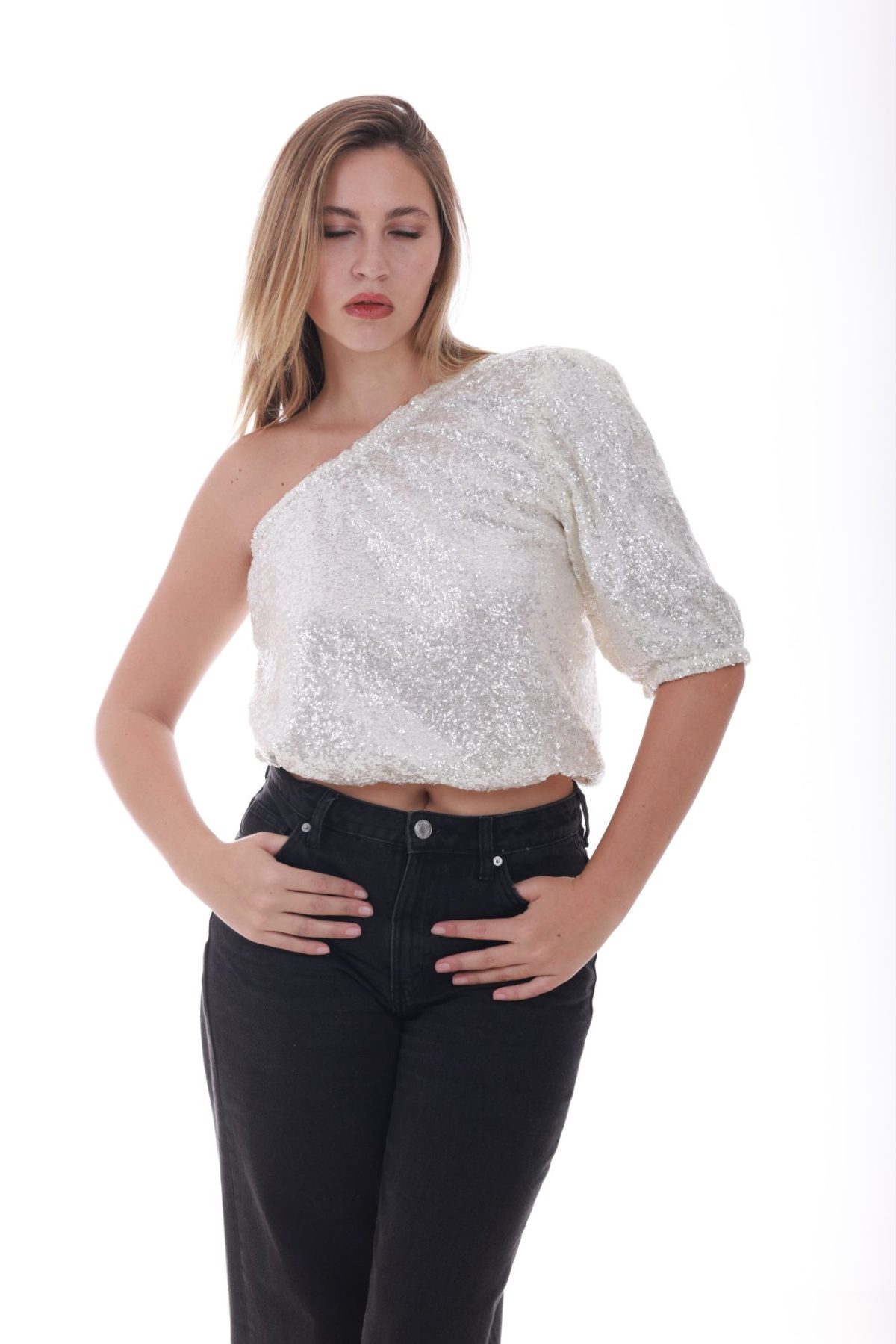 Lumière Glow Top – White Sequins - Image 3