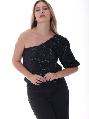 Noir Glow Top – Black Sequins