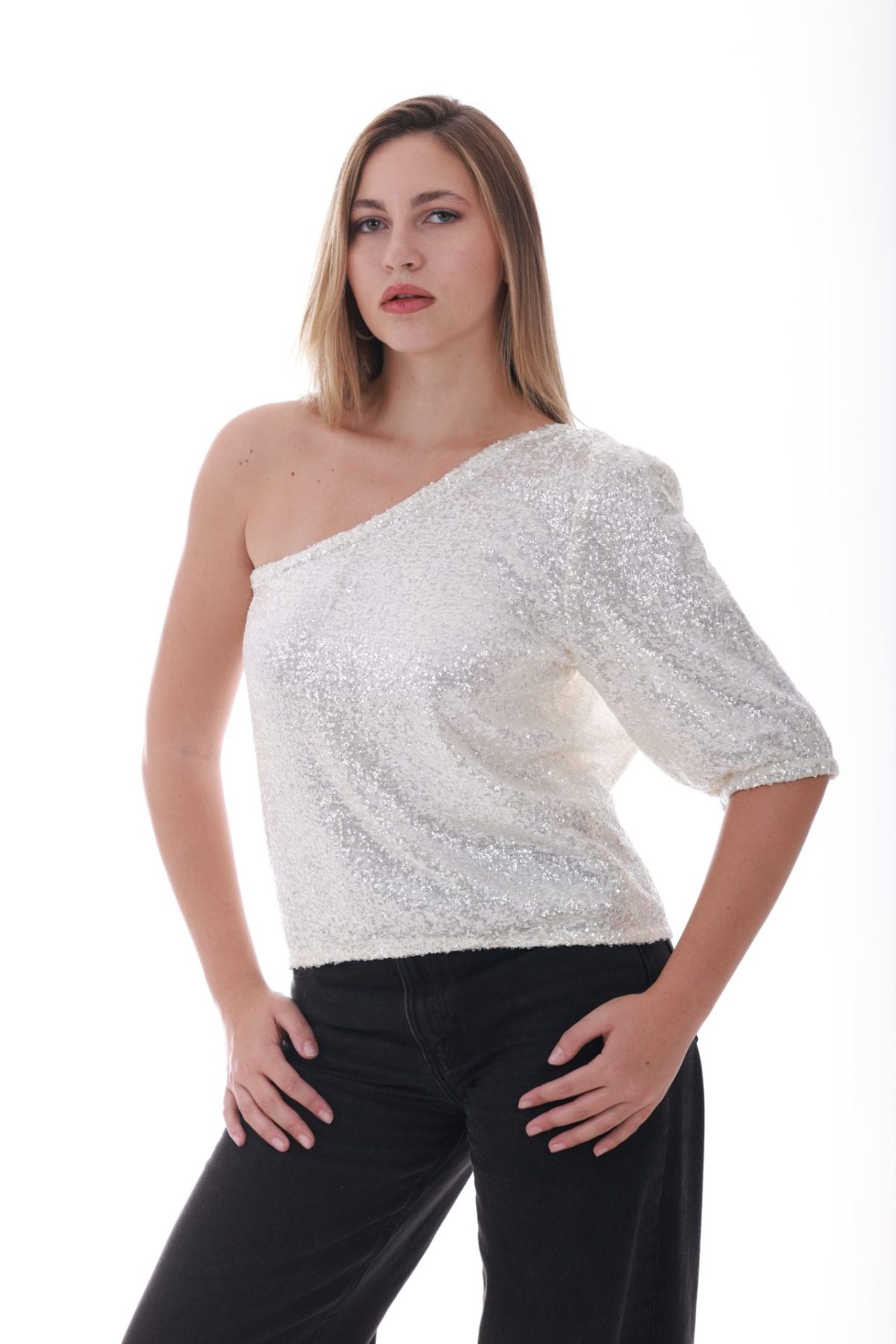 Lumière Glow Top – White Sequins - Image 2