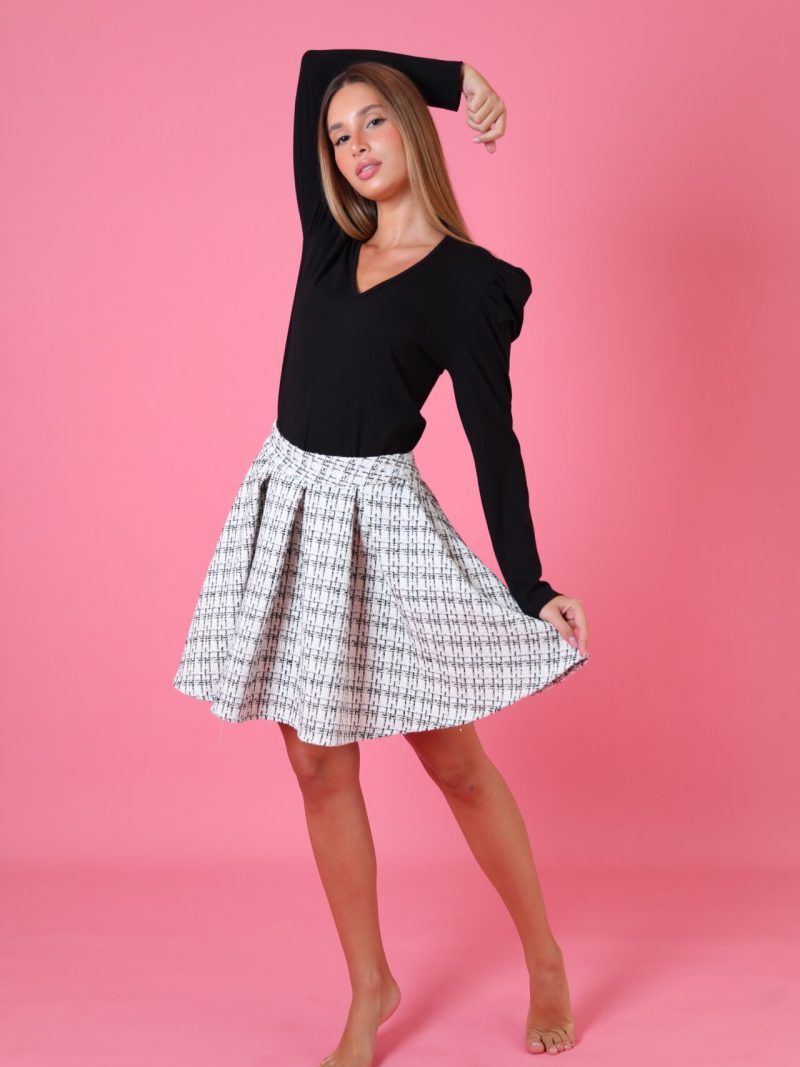 Classic Skater Skirt Blanc Noir